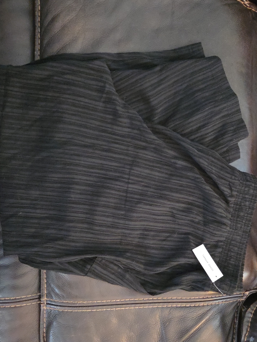 Soho Apparel Women's Wide Leg Black Striped Pants